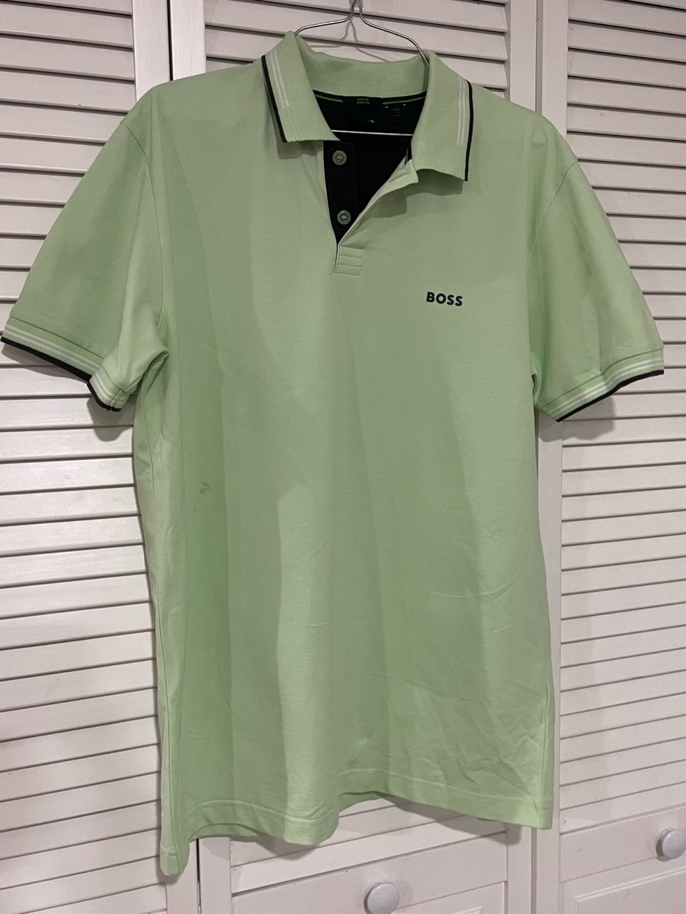 Boss Men's Pastel Green Polo with Black Trim